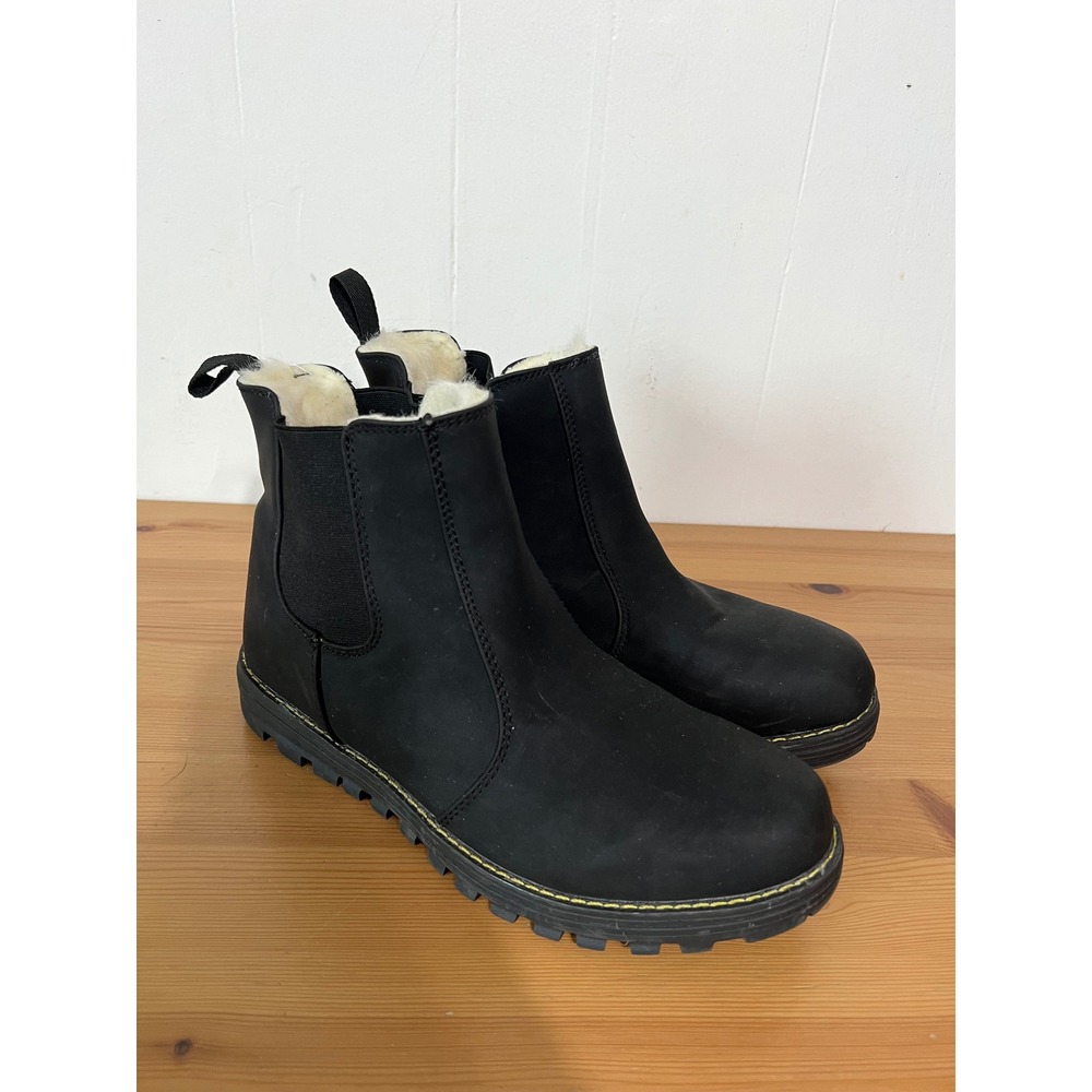 Polar‎ Booties Black Faux Fur Lined Chelsea Ankle Boots Winter Size 8
